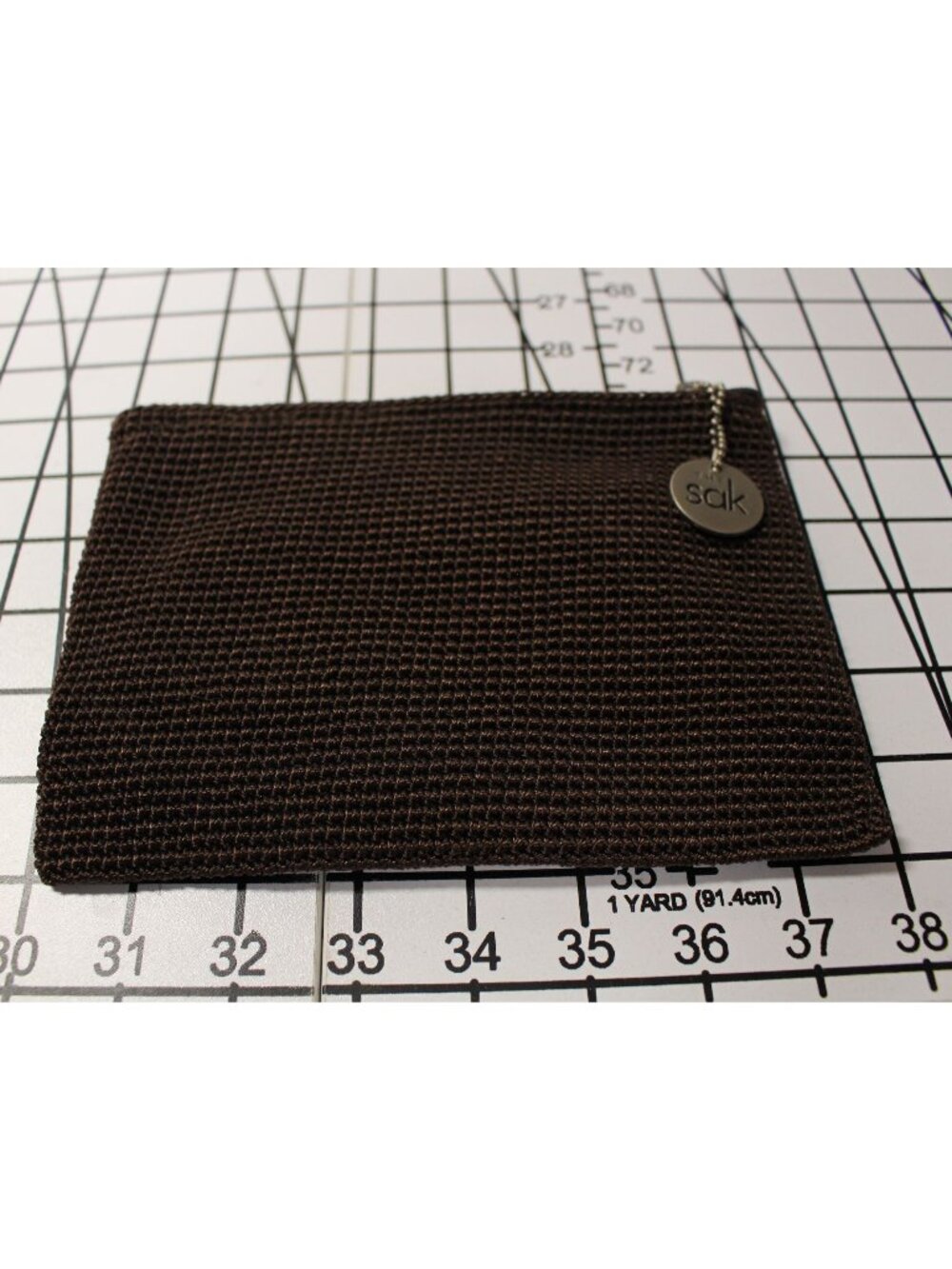 The Sak Vintage Espresso Brown Crochet Cosmetic Pouch Zippered Makeup Clutch Bag